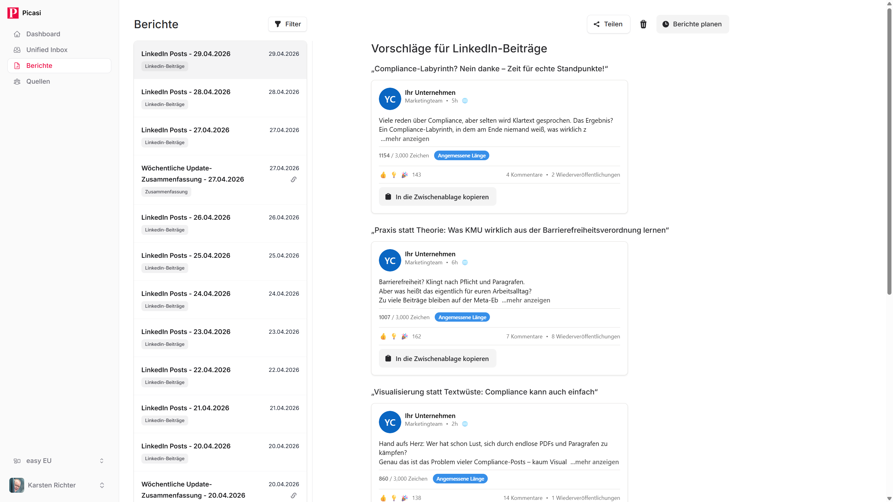 Picasi AI Reports – Automatically Generated Market Analyses