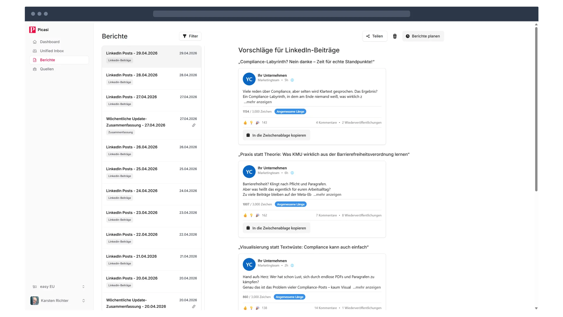 Picasi AI Reports – Automatically Generated Market Analyses