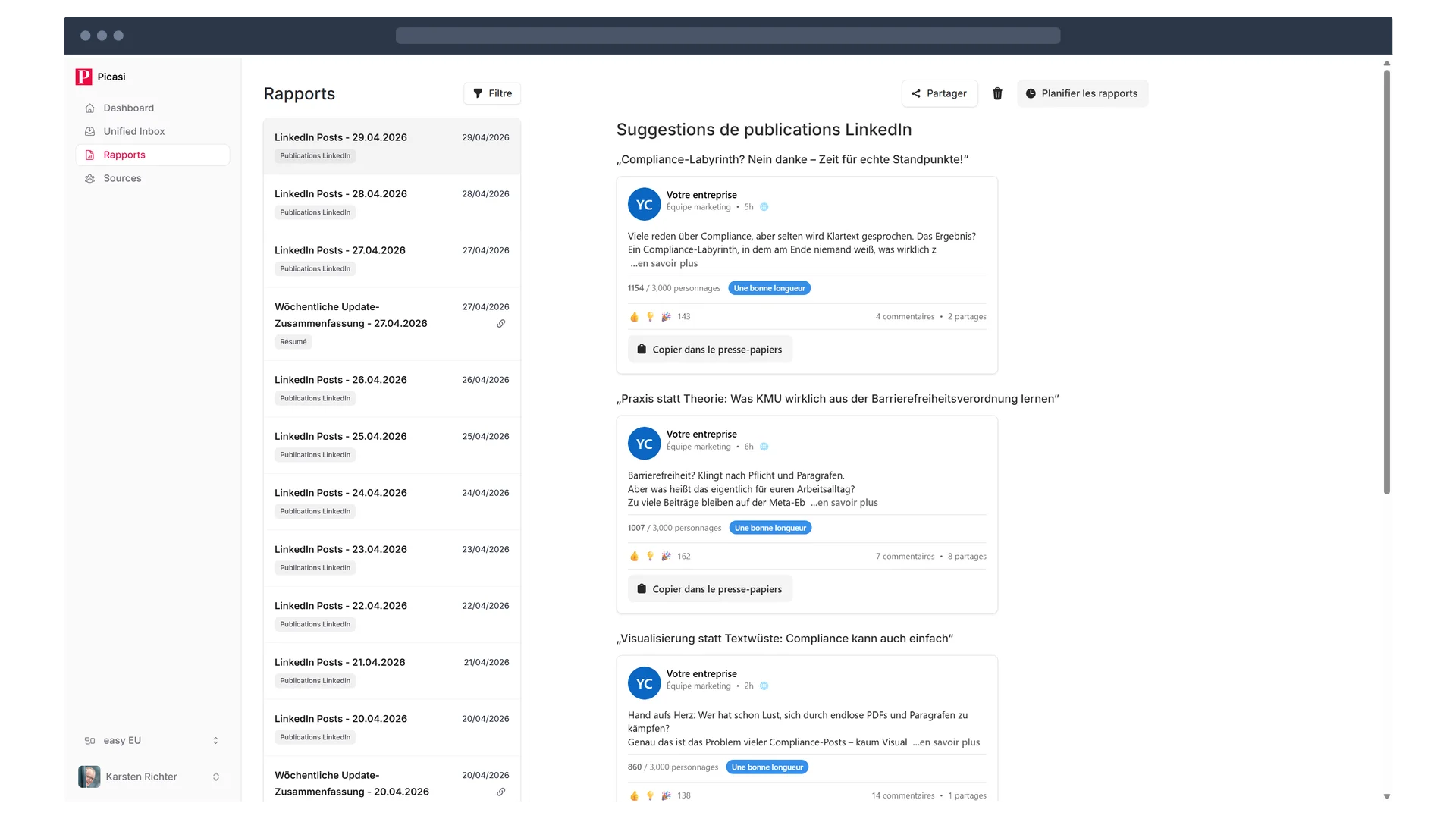 Résumés IA et analyses – rapports stratégiques sur votre marché