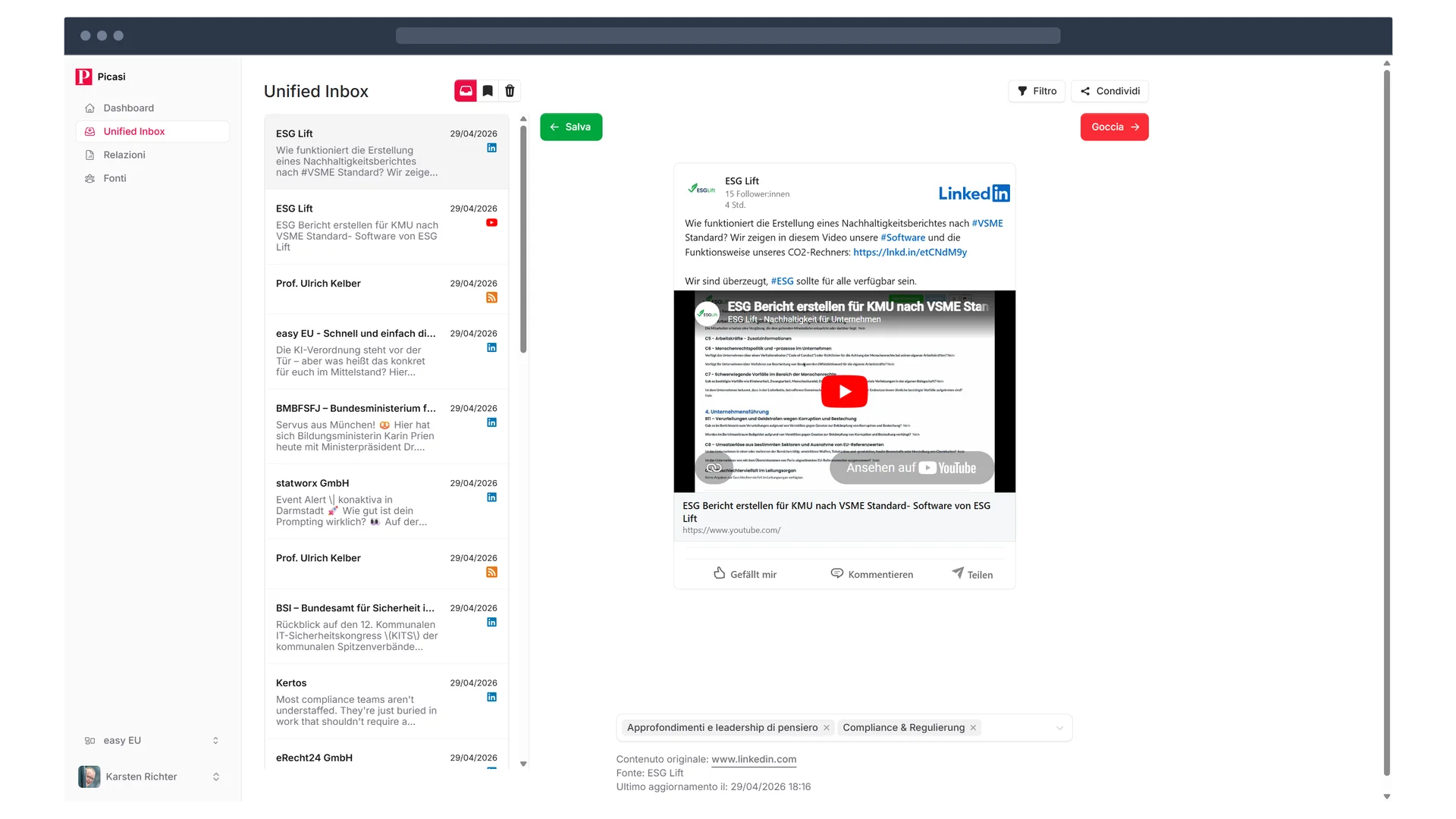 Unified Inbox – tutti gli aggiornamenti delle vostre fonti in un unico posto