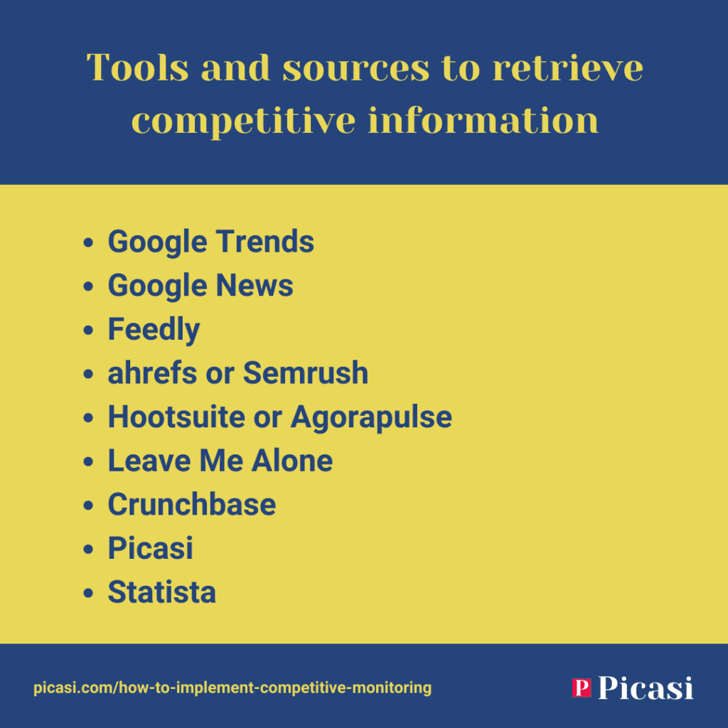 Tools and sources to retrieve competitive information
