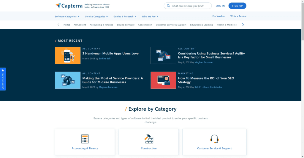 Capterra's resources section provides a customer's perspective