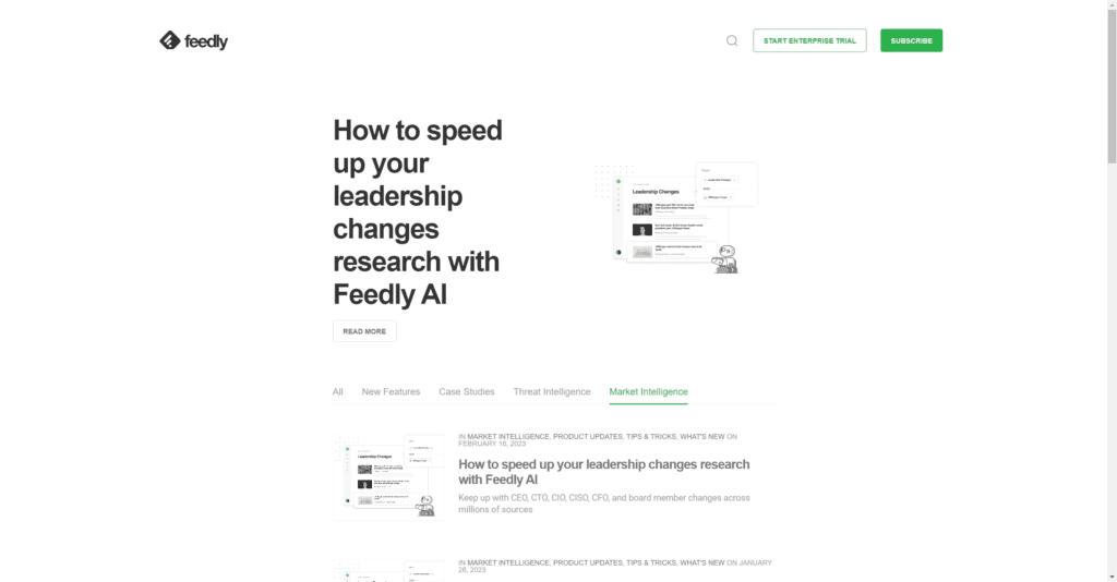 Feedly's blog is self-focused but still good