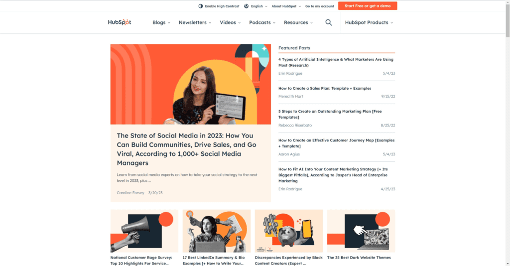 HubSpot's blog is full of valuable content